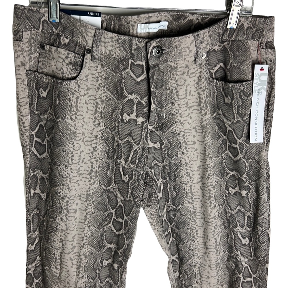 French Connection Python Chic Beige Skinny Pants Size 14